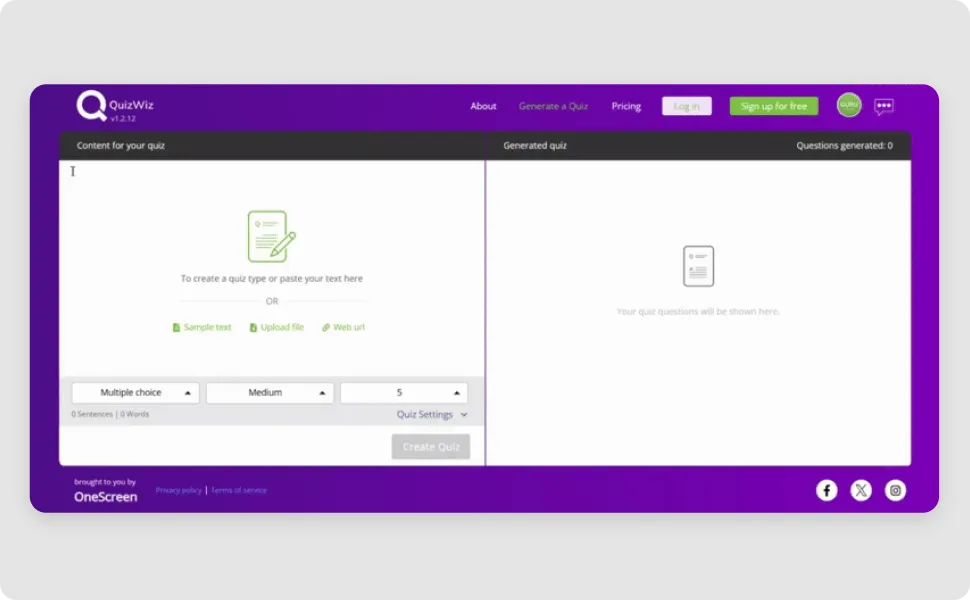 Captura de OneScreen QuizWiz